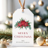 赤エレガントポインセチアフローラクリスマス ギフトタグ