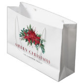 赤エレガントポインセチアフローラクリスマス ラージペーパーバッグ (正面アングル)