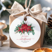 赤エレガントポインセチアフローラスクリプトクリスマス フェイバータグ