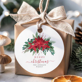 赤エレガントポインセチアフローラスクリプトクリスマス フェイバータグ