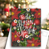 赤エレガントポインセチアフローラスモダンクリプトChic H シーズンポストカード