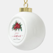 赤エレガントポインセチアフローラメリークリスマス セラミックボールオーナメント (右)