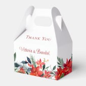 赤エレガントポインセチアフローラ結婚クリスマス フェイバーボックス (正面サイド)