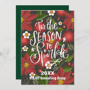 赤エレガントポインセチアフローラBoughフォトビジネス シーズンカード
