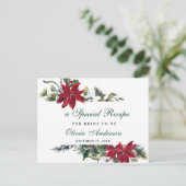 赤エレガントポインセチアブライダルシャワーレシピカード ポストカード (スタンド正面)