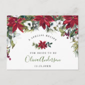赤エレガントポインセチアブライダルシャワーレシピカード ポストカード (正面)