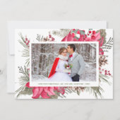 赤エレガントポインセチア写真初めてのクリスマス シーズンカード (正面)