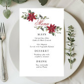 赤エレガントポインセチア冬のウェディングディナーメニュー