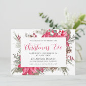 赤エレガントポインセチア植物性クリスマスイブ 招待状 (スタンド正面)