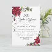 赤エレガントポインセチア水の色のリハーサルディナー 招待状 (スタンド正面)