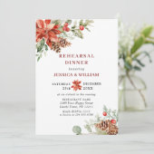 赤エレガントポインセチア水の色のリハーサルディナー 招待状 (スタンド正面)