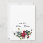 赤エレガントポインセチア水の色のリハーサルディナー 招待状 (裏面)