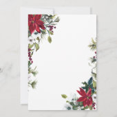 赤エレガントポインセチア水彩婚約パーティ 招待状 (裏面)