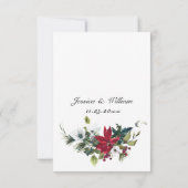 赤エレガントポインセチア水彩松毛結婚の 出欠カード (裏面)