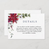 赤エレガントポインセチア水彩詳細 エンクロージャーカード (正面/裏面)