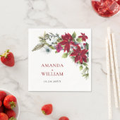 赤エレガントポインセチア結婚クリスマス スタンダードカクテルナプキン (インサイチュ)