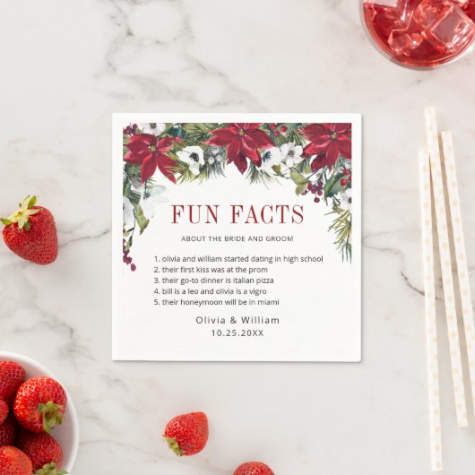 赤エレガントポインセチア結婚クリスマス スタンダードカクテルナプキン (インサイチュ)