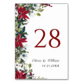 赤エレガントポインセチア結婚クリスマス テーブルナンバー (裏面)