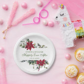 赤エレガントポインセチア結婚クリスマス ペーパープレート (パーティー)