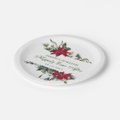 赤エレガントポインセチア結婚クリスマス ペーパープレート (アングル)