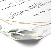 赤エレガントポインセチア結婚ユーカリ ポスター (角)