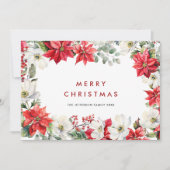 赤エレガントポインセチア聖降誕祭の挨拶 シーズンカード (正面)