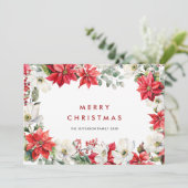赤エレガントポインセチア聖降誕祭の挨拶 シーズンカード (スタンド正面)