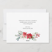 赤エレガントポインセチア聖降誕祭の挨拶 シーズンカード (裏面)