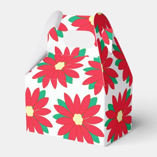 赤エレガントポインセチア花柄クリスマス フェイバーボックス (正面サイド)
