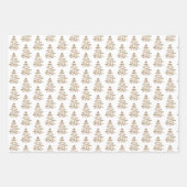 赤エレガントポインセチア花金ゴールドクリスマスツリー ラッピングペーパーシート (正面3)