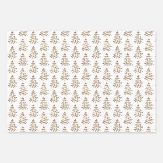 赤エレガントポインセチア花金ゴールドクリスマスツリー ラッピングペーパーシート (正面3)