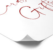 赤エレガントポインセチア・カー結婚ド ポスター (角)