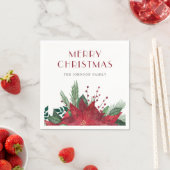 赤エレガントポインセチア・メリークリスマス スタンダードカクテルナプキン (インサイチュ)