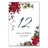 赤エレガントポインセチアPine Fur結婚のテーブル番号 テーブルナンバー (裏面)