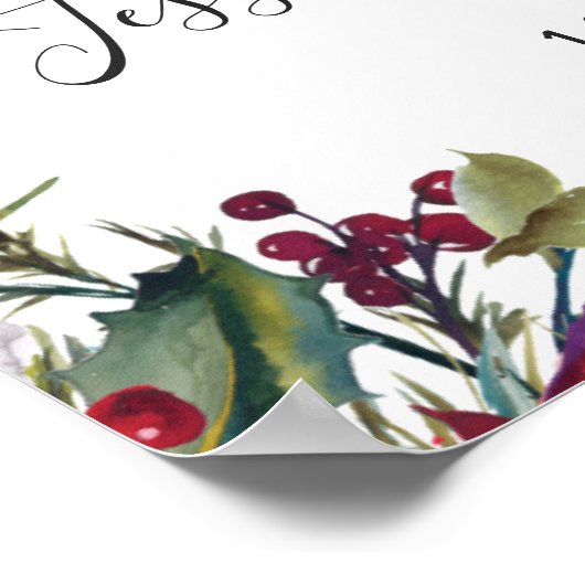 赤エレガントポインセチアPine Fur結婚's Welcome ポスター (角)