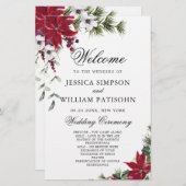 赤エレガントポインセチ結婚ア式プログラム (正面/裏面)