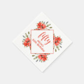 赤エレガントポピー緑5誕生日 スタンダードカクテルナプキン (角)