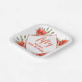 赤エレガントポピー緑5誕生日 ペーパープレート (傾斜あり)