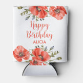 赤エレガントポピー緑5誕生日 缶クーラー (正面)