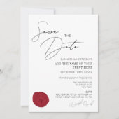 赤エレガントミニマルワックス印紙事業イニシャル 招待状 (正面)