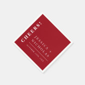 赤エレガントミニマル白モダン結婚の スタンダードカクテルナプキン (角)