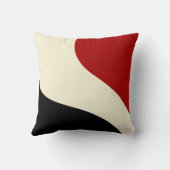 赤エレガントミニマル、黒、クリームの波 クッション (裏面)