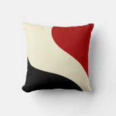 赤エレガントミニマル、黒、クリームの波 クッション (正面)