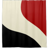 赤エレガントミニマル、黒、クリームの波 シャワーカーテン (正面)