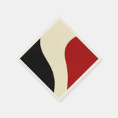 赤エレガントミニマル、黒、クリームの波 スタンダードカクテルナプキン (角)