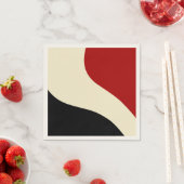 赤エレガントミニマル、黒、クリームの波 スタンダードカクテルナプキン (インサイチュ)