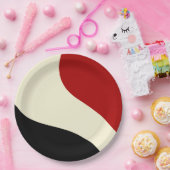 赤エレガントミニマル、黒、クリームの波 ペーパープレート (パーティー)