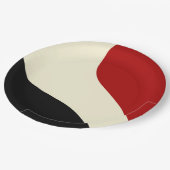 赤エレガントミニマル、黒、クリームの波 ペーパープレート (アングル)