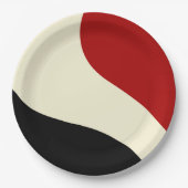 赤エレガントミニマル、黒、クリームの波 ペーパープレート (正面)