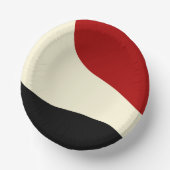 赤エレガントミニマル、黒、クリームの波 ペーパーボウル (正面)